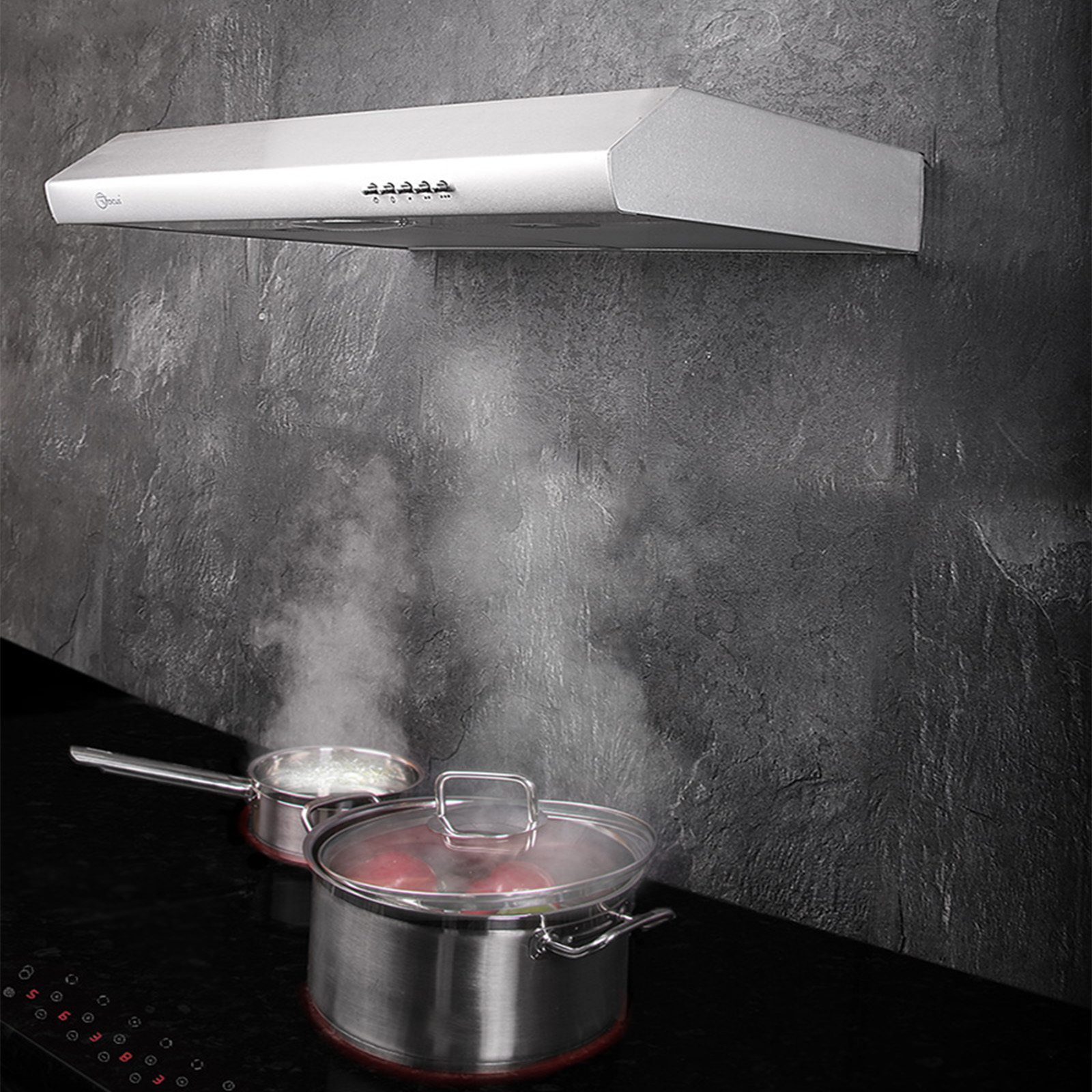 Dunstabzugshaube Unterbauhaube Dunstabzug Edelstahl und Licht Umluft