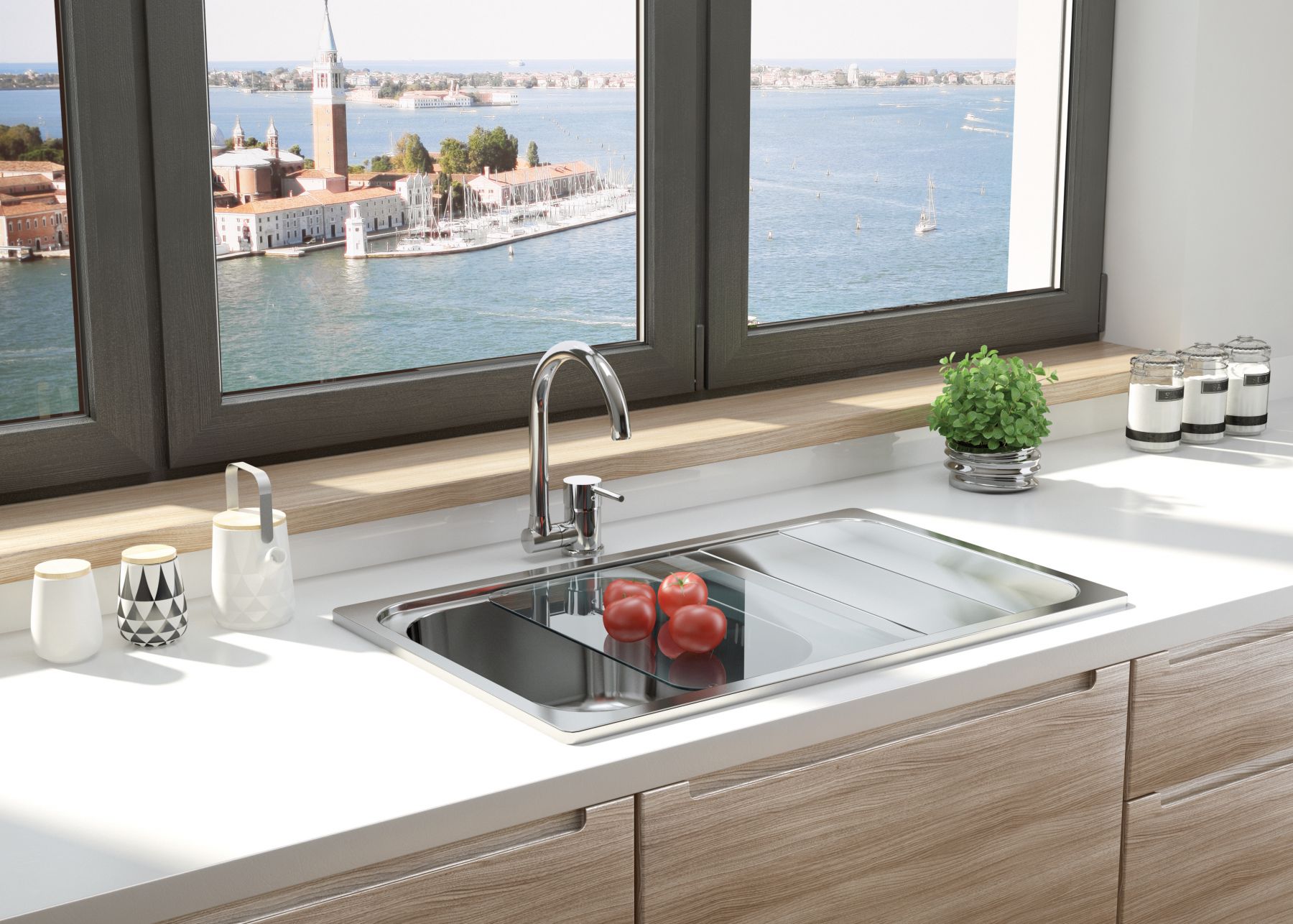 Unterfenster Vorfenster Wasserhahn Armatur Spültischarmatur