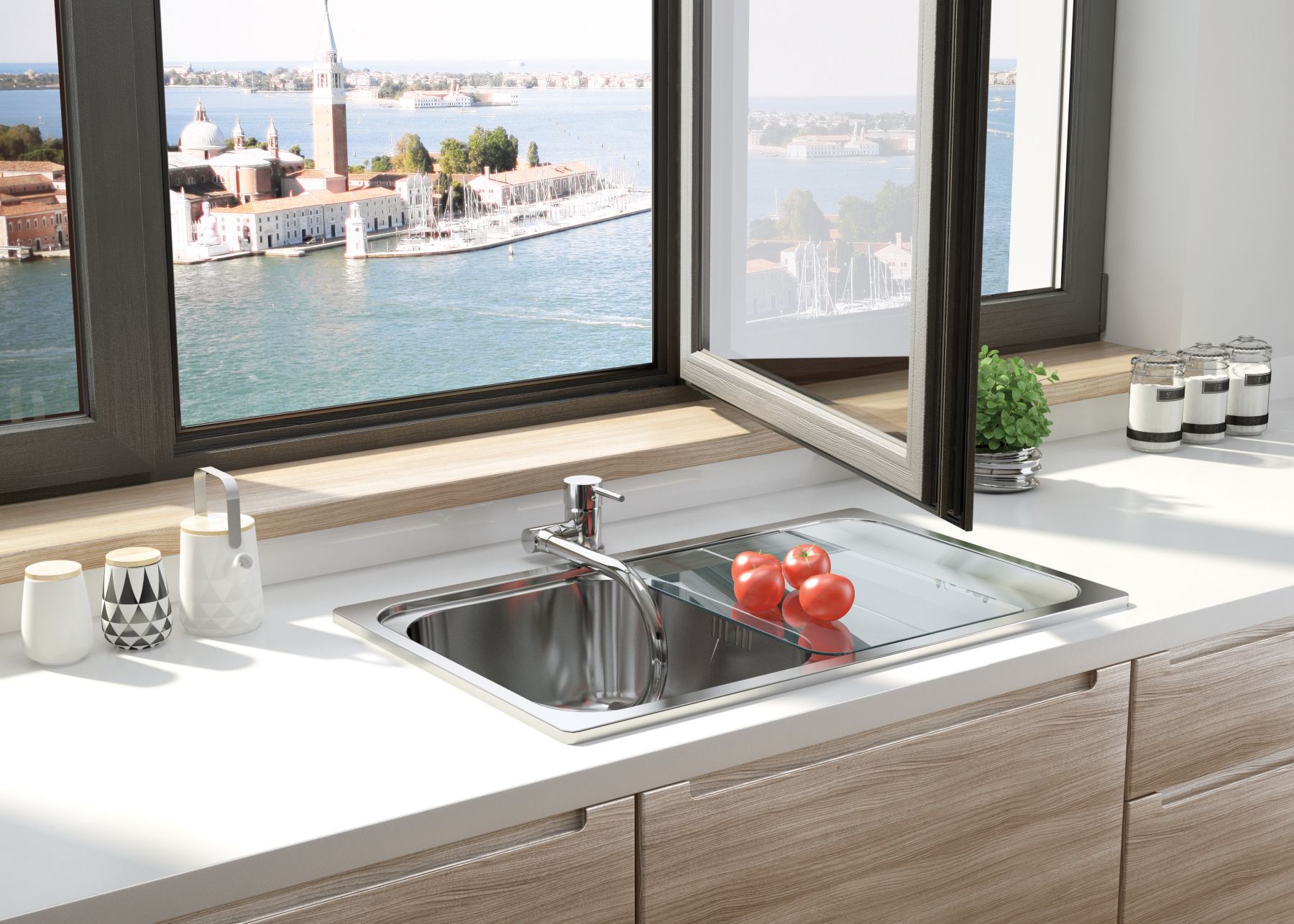 Unterfenster Vorfenster Wasserhahn Armatur Spültischarmatur