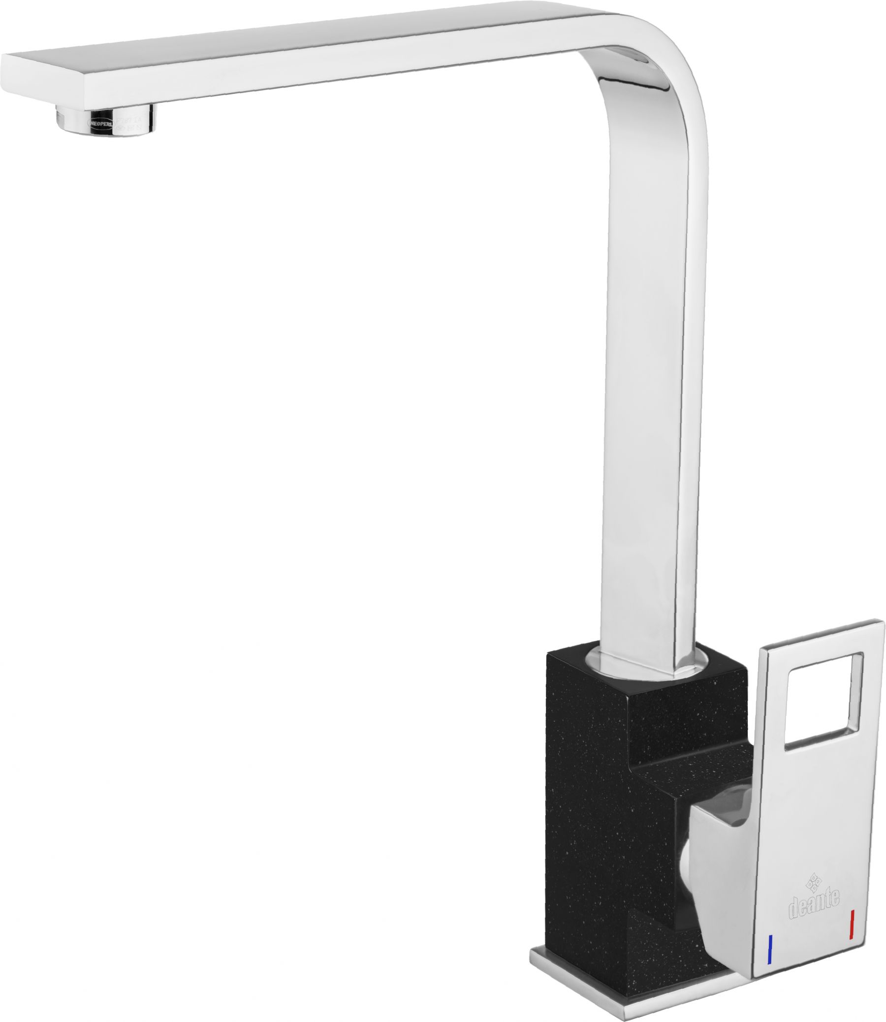 Küchenarmatur Eckig Chrom / Schwarz Spültischarmatur Küchenwasserhahn