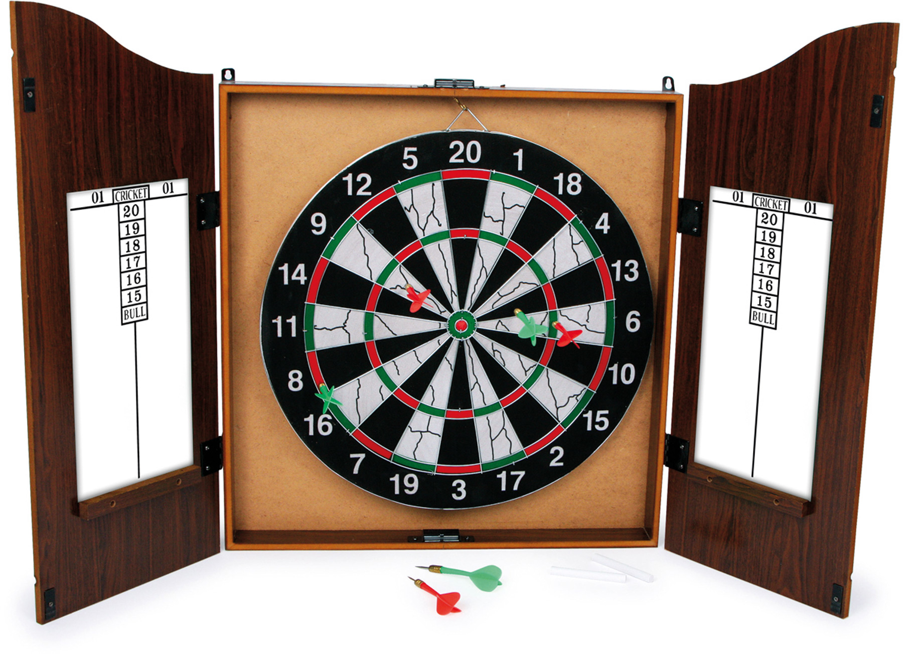 Dartscheibe Profi Set Dartboard Dart im Wandschrank aus Holz mit
