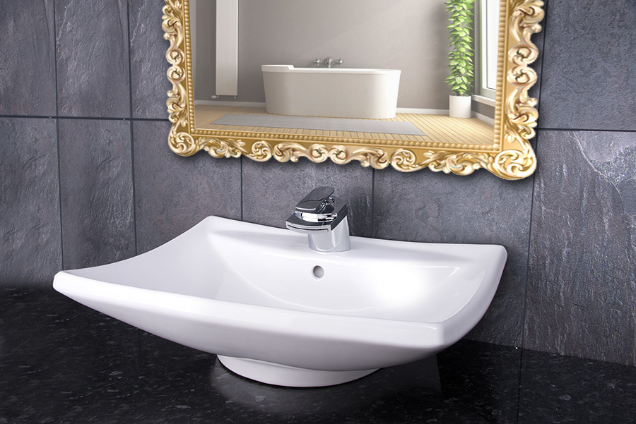 DESIGN WASCHSCHALE AUFSATZ WASCHBECKEN Bad Keramik WASCHTISCH